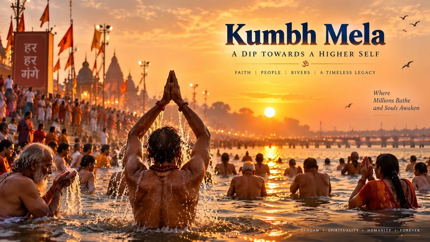 Devotees taking dip at sunrise