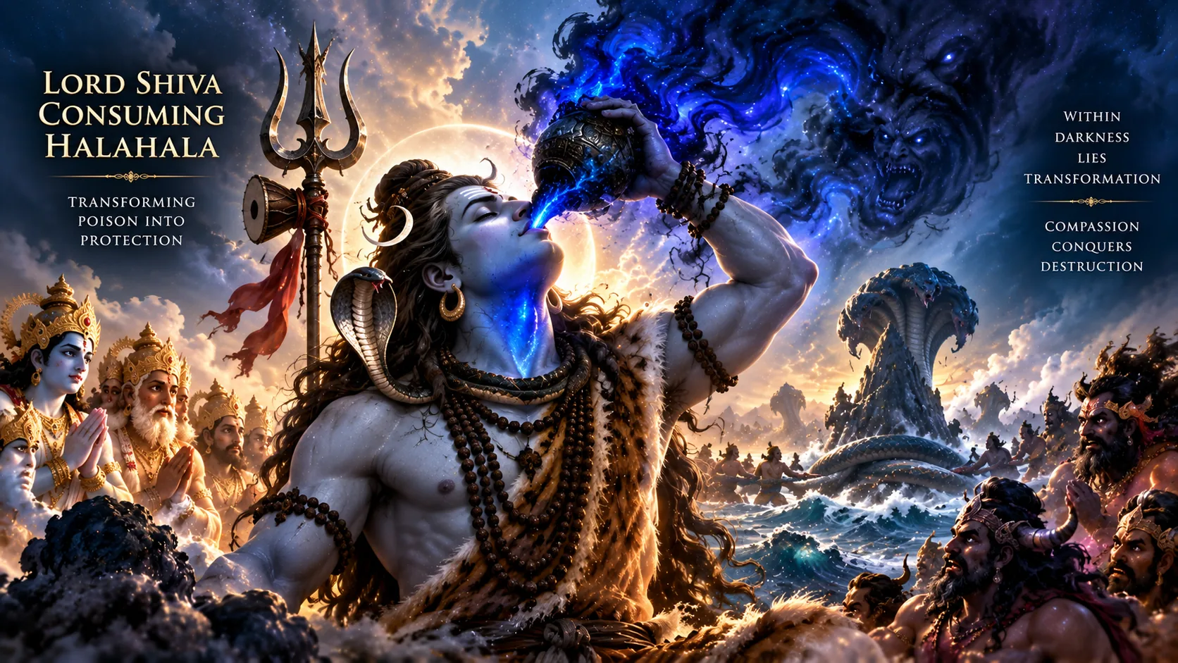 Lord Shiva Consuming The Halahala Poison