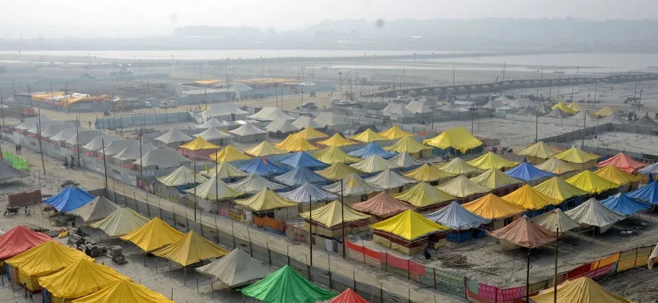 Tent city with devotees living