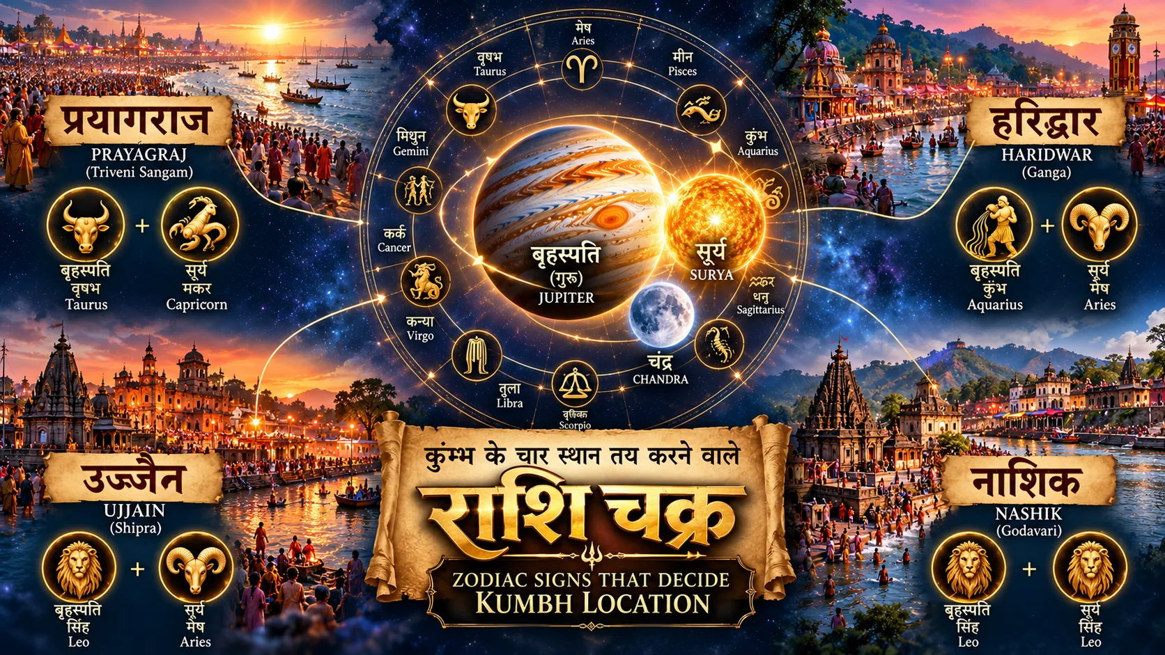 Zodiac signs that decide Kumbh location
